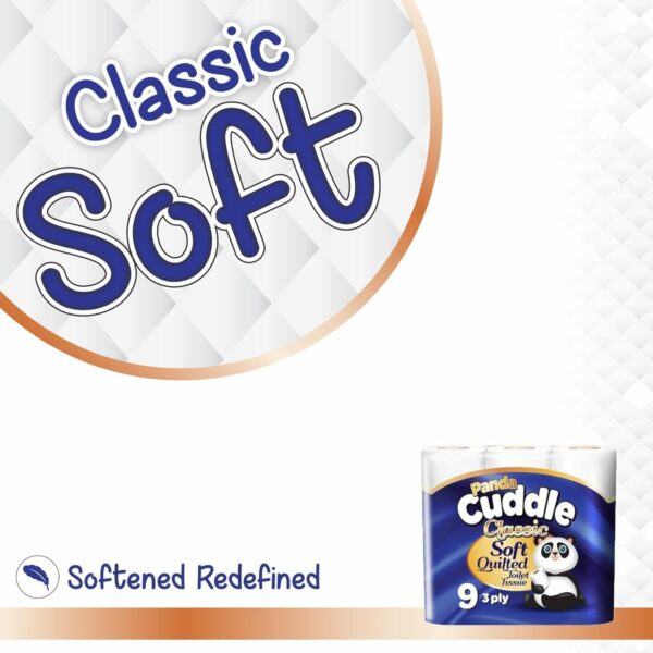 Panda Cuddle Soft Quilted Toilet Rolls, Super Quality Classic 3 Ply Toilet Tissue Unscented, Provide Ultimate Quilted Comfort – 90 Rolls